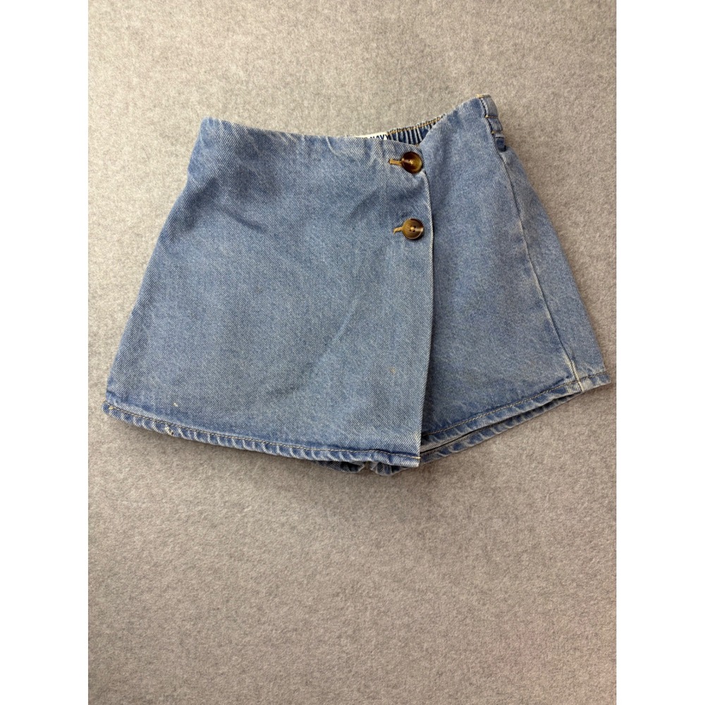 Old Navy Girls Blue Denim Wrap Skort Size M 8 Elastic Back Light Wash Cotton